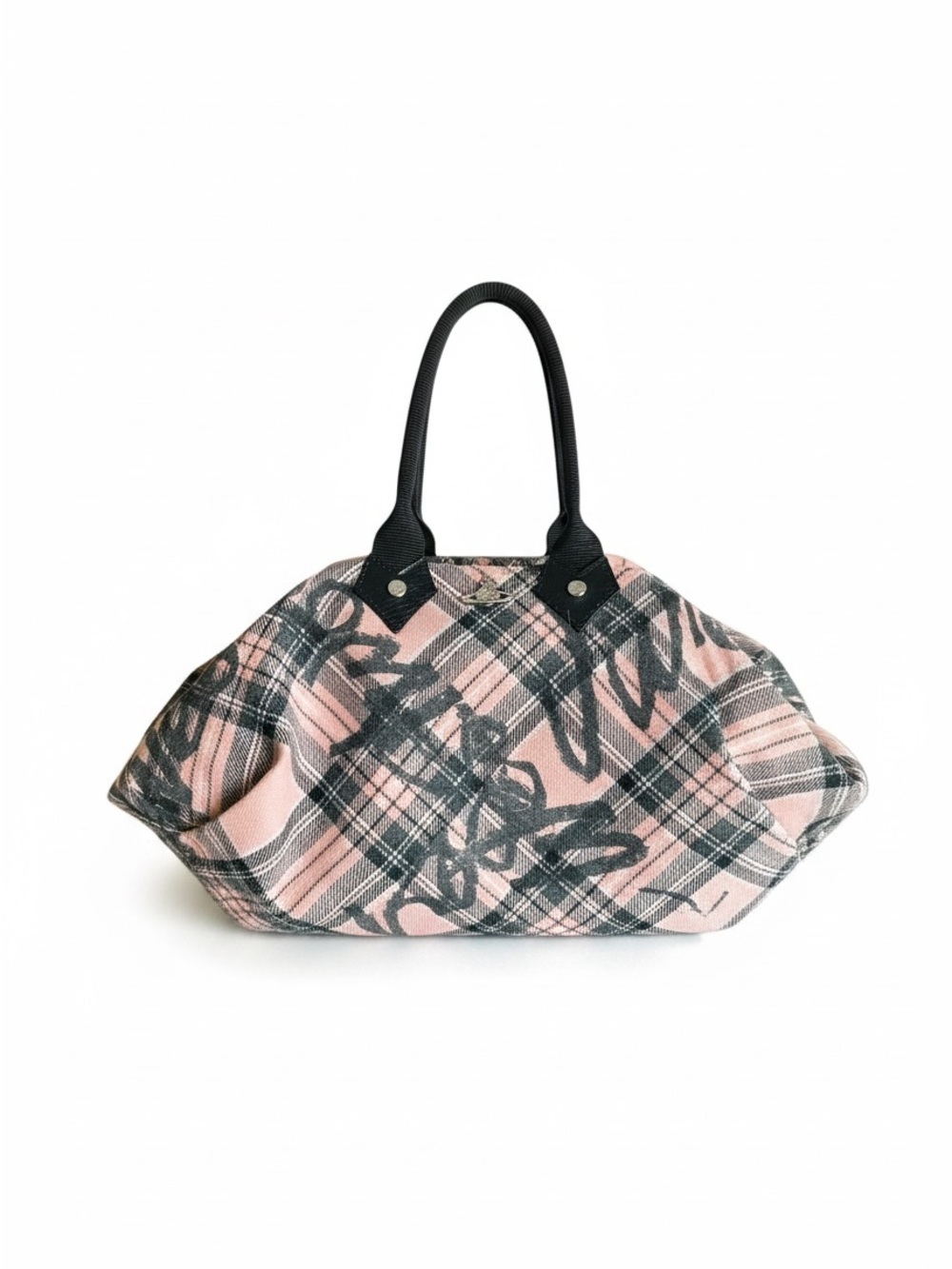 Vintage Vivienne Westwood Pink Tartan Graffiti Bag Made Italy
